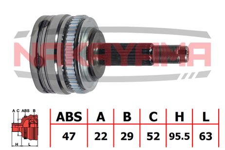 фото Nakayama NJ153NY Шрус внешн. к-кт daewoo lanos 97- (22x29x158.5x52 Nakayama NJ153NY Шрус внешн. к-кт daewoo lanos 97- (22x29x158.5x52