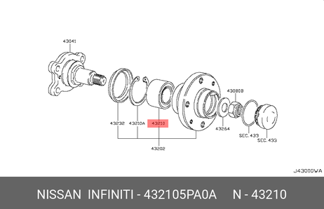 фото Nissan 43210-5PA0A 432105pa0a (432105pa0d) подшипник ступицы зад. колеса BD0 Nissan 43210-5PA0A 432105pa0a (432105pa0d) подшипник ступицы зад. колеса BD0