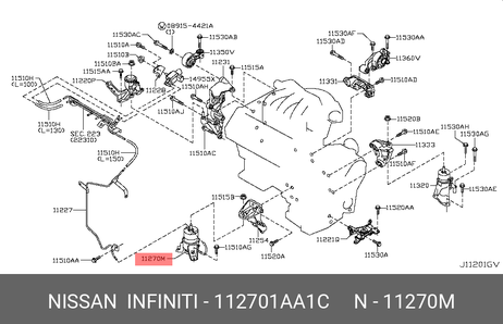 фото Nissan 11270-1AA1C Опора ДВС | перед | Nissan 11270-1AA1C Опора ДВС | перед |