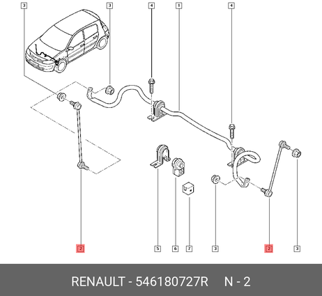 фото Renault 546180727R Стойка стабилизатора | перед лев | Renault 546180727R Стойка стабилизатора | перед лев |