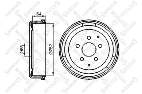 фото Stellox 6026-4706-SX Барабан торм. VW T3 1.6-1.7d 82-92 | зад | Stellox 6026-4706-SX Барабан торм. VW T3 1.6-1.7d 82-92 | зад |
