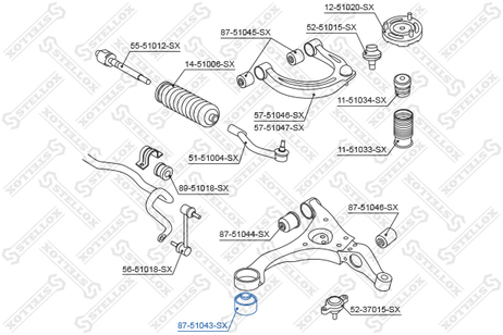 фото Stellox 87-51043-SX С/б рычага внутр. пер. Hyundai Sonata n | перед | Stellox 87-51043-SX С/б рычага внутр. пер. Hyundai Sonata n | перед |