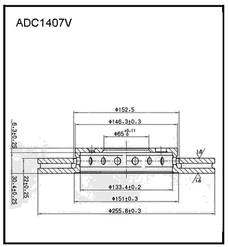 фото Allied Nippon ADC1407V Диск тормозной | перед прав/лев | Allied Nippon ADC1407V Диск тормозной | перед прав/лев |