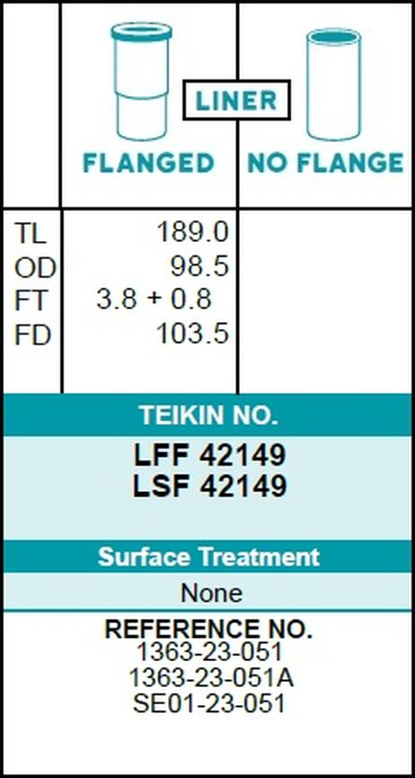 фото Teikin LSF42149 Гильза блока цилиндров (4шт/упак) Teikin LSF42149 Гильза блока цилиндров (4шт/упак)