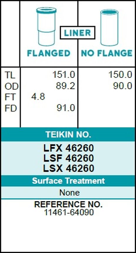 фото Teikin LSF46260 Гильза блока цилиндров (4шт/упак) Teikin LSF46260 Гильза блока цилиндров (4шт/упак)