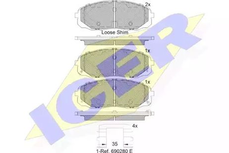 фото Icer 182253 Комплект тормозных колодок Icer 182253 Комплект тормозных колодок