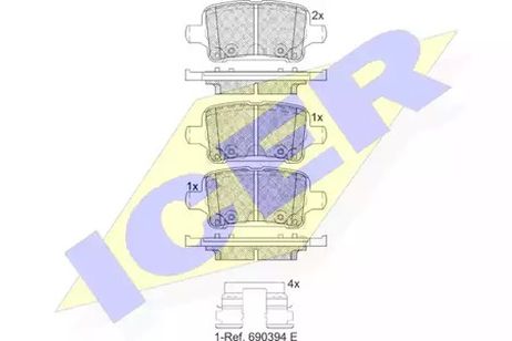 фото Icer 182257 Комплект тормозных колодок Icer 182257 Комплект тормозных колодок