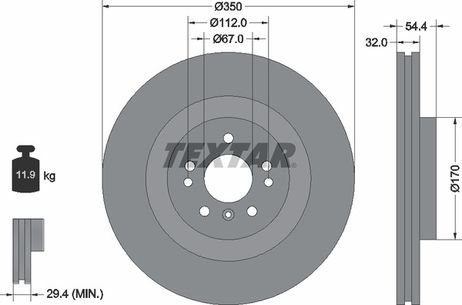 фото Textar 92284205 Диск тормозной высокоуглеродистый с покрытием pro+ | перед | Textar 92284205 Диск тормозной высокоуглеродистый с покрытием pro+ | перед |