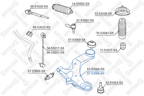 фото Stellox 57-53085-SX Рычаг п. KIA Cerato 04> | перед прав | Stellox 57-53085-SX Рычаг п. KIA Cerato 04> | перед прав |