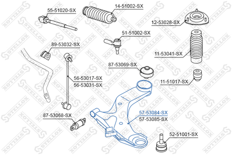 фото Stellox 57-53084-SX Рычаг л. KIA Cerato 04> | перед лев | Stellox 57-53084-SX Рычаг л. KIA Cerato 04> | перед лев |