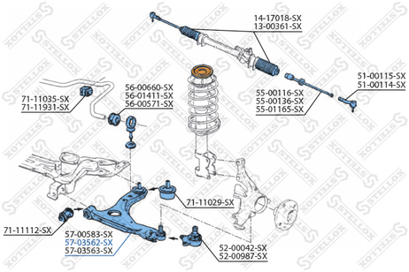 фото Stellox 57-03562-SX Рычаг нижн. л. VW Golf/Vento 2.0 16V 91> | перед лев | Stellox 57-03562-SX Рычаг нижн. л. VW Golf/Vento 2.0 16V 91> | перед лев |