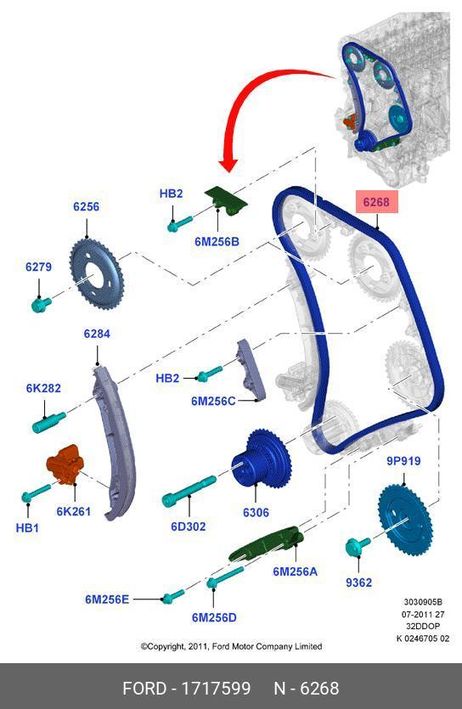 фото Ford 1717599 Ремень клиновый Ford 1717599 Ремень клиновый