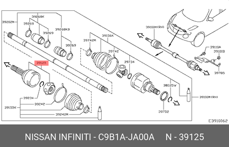 фото Nissan C9B1A-JA00A Шрус внешний | перед | Nissan C9B1A-JA00A Шрус внешний | перед |