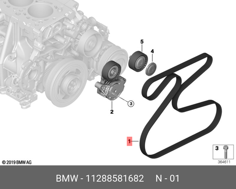 фото BMW 11288581682 Ремень ручейковый BMW 11288581682 Ремень ручейковый