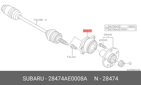 фото Subaru 28474-AE000-8A Подшипник ступицы колеса Subaru 28474-AE000-8A Подшипник ступицы колеса