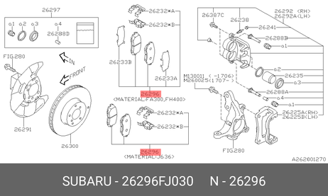 фото Subaru 26296FJ030 Колодки тормозные дисковые | перед | Subaru 26296FJ030 Колодки тормозные дисковые | перед |
