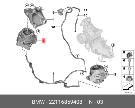 фото BMW 22 11 6 859 408 Подушка двигателя BMW 22 11 6 859 408 Подушка двигателя