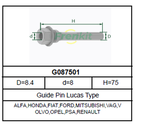Frenkit G087501 Направляющая тормозного суппорта