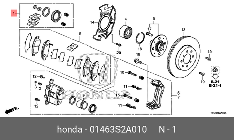 фото Honda 01463-S2A-010 Ремкомплект суппорта переднего (на 1 суппорт) | перед | Honda 01463-S2A-010 Ремкомплект суппорта переднего (на 1 суппорт) | перед |