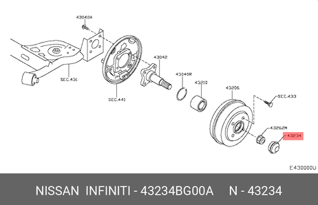 фото Nissan 43234-BG00A Деталь | зад лев | Nissan 43234-BG00A Деталь | зад лев |