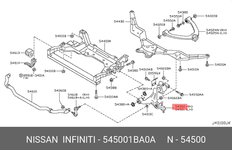 фото Nissan 54500-1BA0A Рычаг подвески Nissan 54500-1BA0A Рычаг подвески