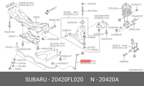 фото Subaru 20420FL020 Стойка стабилизатора | перед прав | Subaru 20420FL020 Стойка стабилизатора | перед прав |