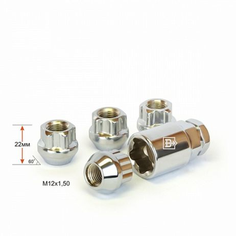 фото Вектор 406145Н2 Гайка колесная m12*22*1,5 (секрет., конус с буртиком, открытая, 5 лучей 2 ключа) Вектор 406145Н2 Гайка колесная m12*22*1,5 (секрет., конус с буртиком, открытая, 5 лучей 2 ключа)