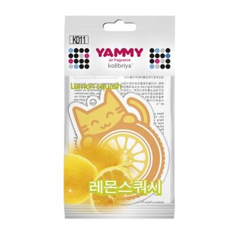 Yammy K011 Ароматизатор подвес. Yammy картон с пропиткой Котик Lemon Squash (1/200)