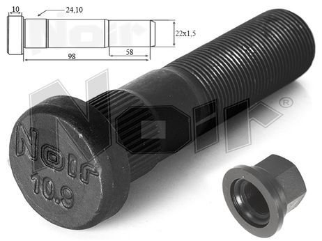 фото Noir 21048737 Шпилька колеса c гайкой m22x1,5x98 Noir 21048737 Шпилька колеса c гайкой m22x1,5x98