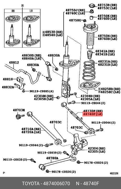 фото Toyota 48740-06070 Тяга подвески | зад лев | Toyota 48740-06070 Тяга подвески | зад лев |