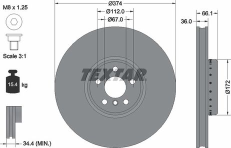 фото Textar 92290225 Тормозной диск | перед | Textar 92290225 Тормозной диск | перед |