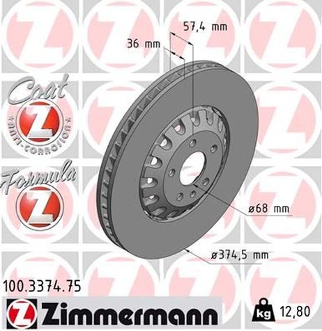 Zimmermann 100.3374.75 Тормозной диск