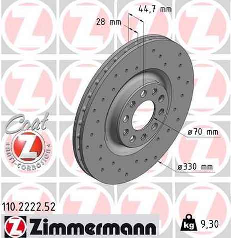 Zimmermann 110.2222.52 Тормозной диск