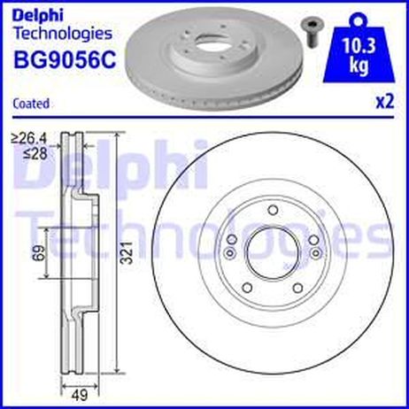 Delphi BG9056C Тормозной диск