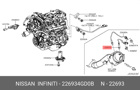 фото Nissan 22693-4GD0B Датчик кислородный Nissan 22693-4GD0B Датчик кислородный