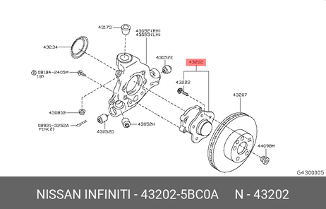 фото Nissan 43202-5BC0A Ступица задняя z52r 2WD Nissan 43202-5BC0A Ступица задняя z52r 2WD
