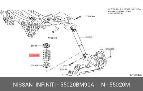 фото Nissan 55020-BM90A Пружина ходовой части | зад | Nissan 55020-BM90A Пружина ходовой части | зад |