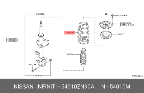 фото Nissan -54010-ZN90A Пружина ходовой части | перед | Nissan -54010-ZN90A Пружина ходовой части | перед |
