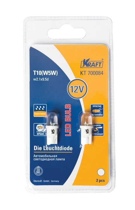 фото KRAFT KT 700084 Светодиодная лампа T10 W5W (W2.1x9.5d) 12v White (2 шт.Блистер) KRAFT KT 700084 Светодиодная лампа T10 W5W (W2.1x9.5d) 12v White (2 шт.Блистер)
