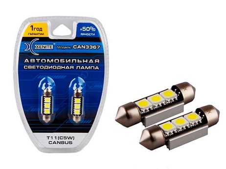фото XENITE 1 009 242 Лампа светодиод 12V sv8.5 Т11х36 3smd 60lm Can3367 белая XENITE 1 009 242 Лампа светодиод 12V sv8.5 Т11х36 3smd 60lm Can3367 белая