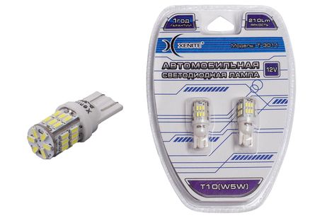 фото XENITE 1 009 419 Лампа светодиодная xenite t3011 12v (t10/w5w) ярк.210lm уп.2шт XENITE 1 009 419 Лампа светодиодная xenite t3011 12v (t10/w5w) ярк.210lm уп.2шт