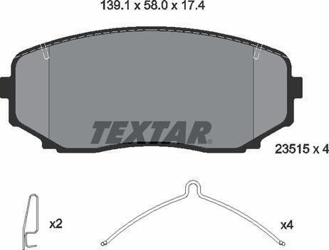 фото Textar 2351503 Колодки тормозные дисковые | перед | Textar 2351503 Колодки тормозные дисковые | перед |