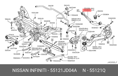 фото Nissan 55121-JD04A Сайлентблок передней подвески, нижнего рычага, задний | зад | Nissan 55121-JD04A Сайлентблок передней подвески, нижнего рычага, задний | зад |