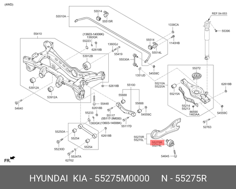 фото Hyundai/Kia 55275 M0000 Сайлентблок рычага подвески | зад прав | Hyundai/Kia 55275 M0000 Сайлентблок рычага подвески | зад прав |