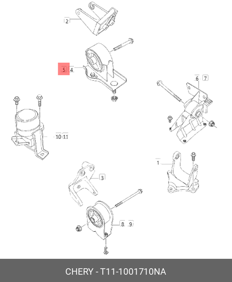 фото Chery/Exeed T11-1001710NA Подушка двигателя задняя t11-1001710na Chery/Exeed T11-1001710NA Подушка двигателя задняя t11-1001710na