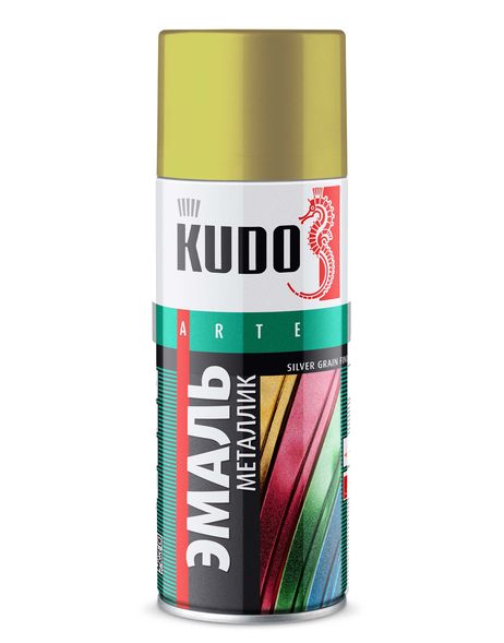 фото KUDO KU-1050 Эмаль универсальная металлик silver grain finish Жёлтая олива 520 мл KUDO KU-1050 Эмаль универсальная металлик silver grain finish Жёлтая олива 520 мл