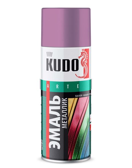 KUDO KU-1052 Эмаль универсальная металлик silver grain finish Малина 520 мл