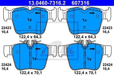 фото ATE 13.0460-7316.2 Brake Pad Set | зад | ATE 13.0460-7316.2 Brake Pad Set | зад |