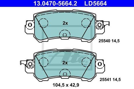 фото ATE 13.0470-5664.2 Brake Pad Set | зад | ATE 13.0470-5664.2 Brake Pad Set | зад |