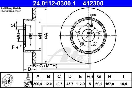фото ATE 24.0112-0300.1 Brake Disc | зад | ATE 24.0112-0300.1 Brake Disc | зад |